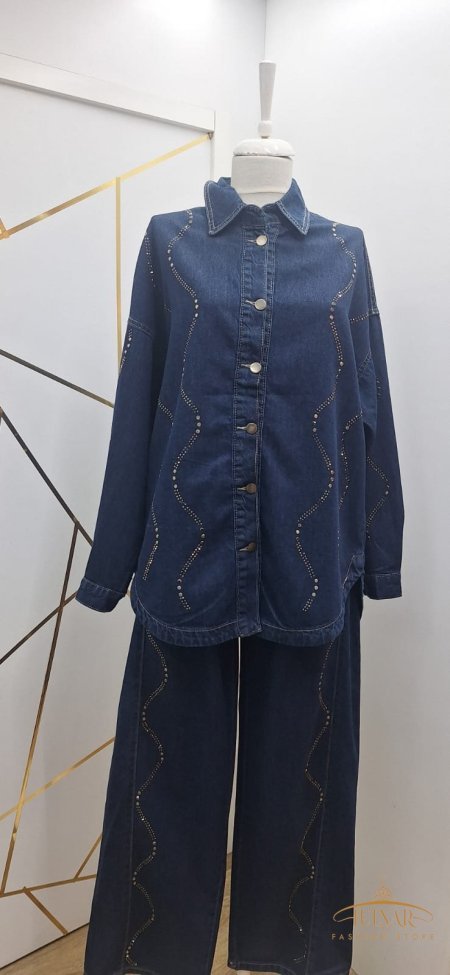 طقم جينز بنطلون كرستال